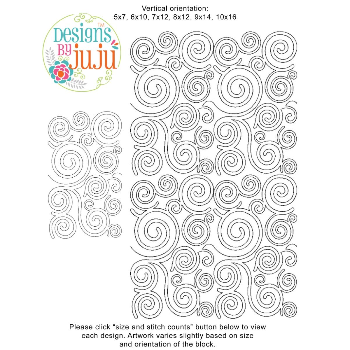 Double Swirls End To End Quilting Design Machine Embroidery Designs