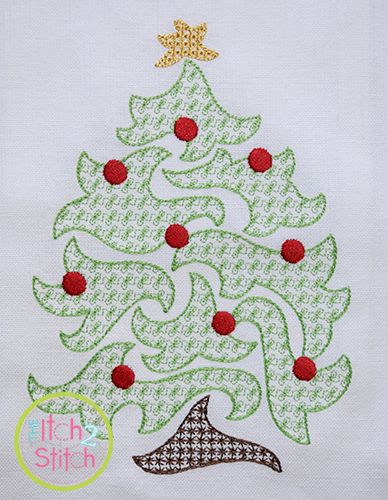 Swirly Christmas Tree Motif Embroidery Machine Embroidery Designs By Juju