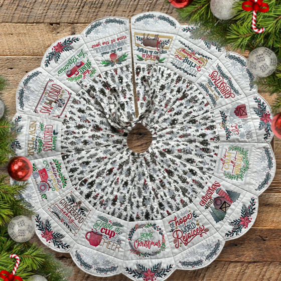 Ith Farmhouse Christmas Tree Skirt Machine Embroidery Designs By Juju