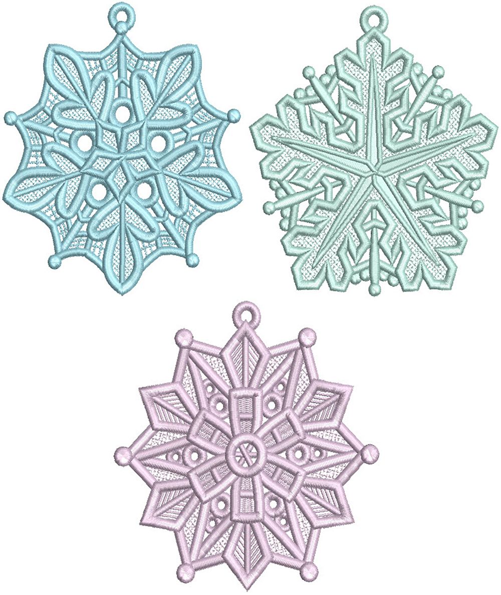 Free Standing Lace Snowflakes 2 Machine Embroidery Designs By JuJu