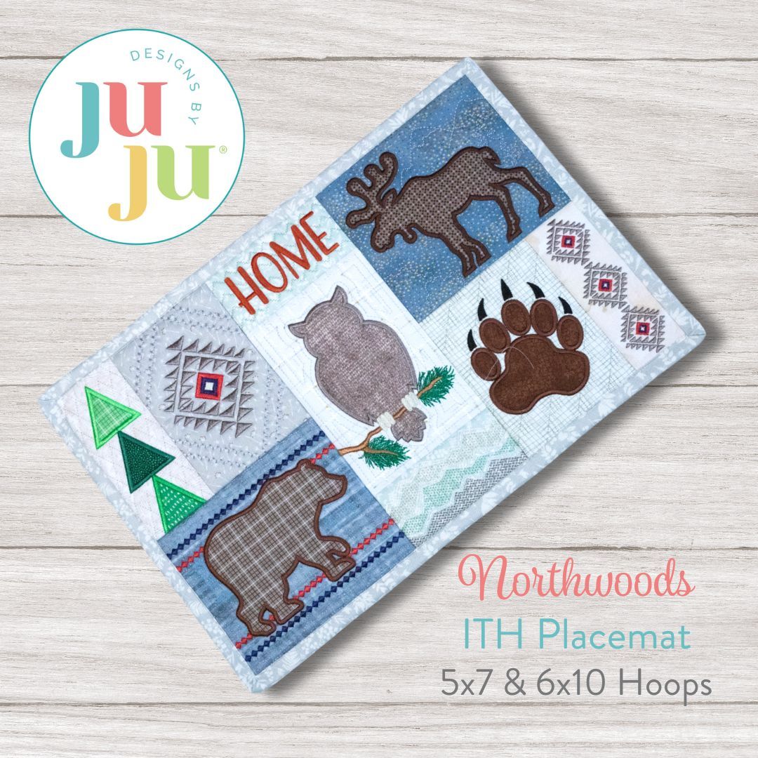 Ith Northwoods Placemat Machine Embroidery Designs By Juju