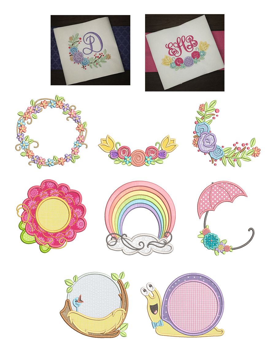 Spring Monogram Frames Machine Embroidery Designs By Juju