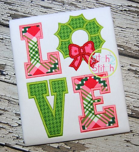 Wreath Love Applique | Machine Embroidery Designs by JuJu