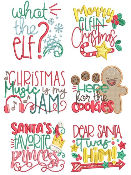 Christmas Word Art 10 Machine Embroidery Designs by JuJu