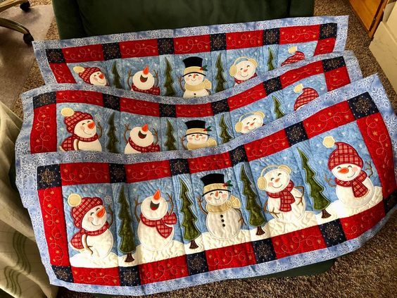 ITH Snowman Table Runner | Machine Embroidery Designs by JuJu