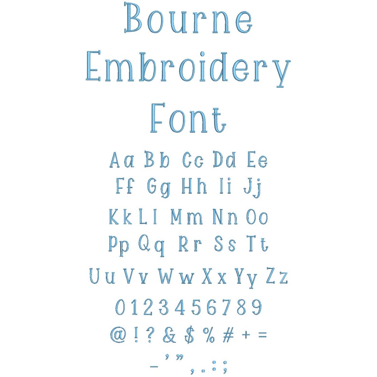 Bourne Embroidery Font | Machine Embroidery Designs by JuJu