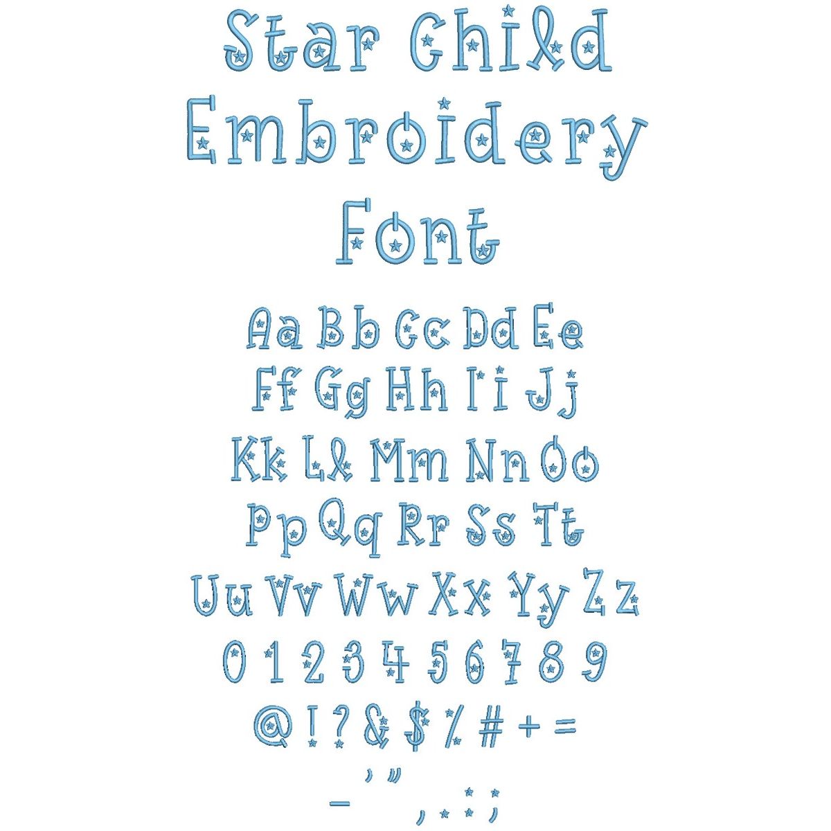 Star Child Embroidery Font | Machine Embroidery Designs by JuJu