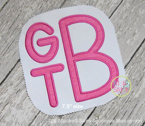 Stacked Sans Applique Monogram Font | Machine Embroidery Designs by JuJu