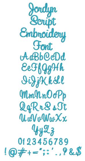 Jordyn Script Embroidery Font | Machine Embroidery Designs by JuJu