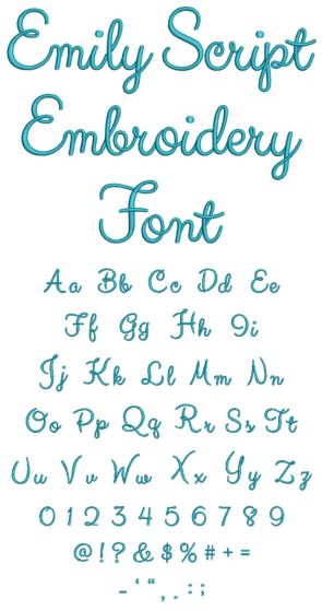 Emily Script Font Machine Embroidery Designs By Juju