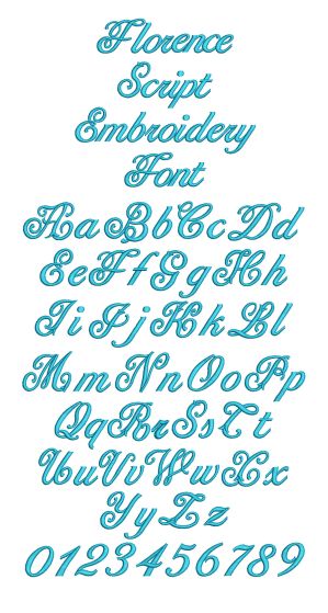 Florence Script Embroidery Font | Machine Embroidery Designs by JuJu