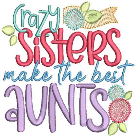 Sister Aunt Word Art | Machine Embroidery Designs by JuJu