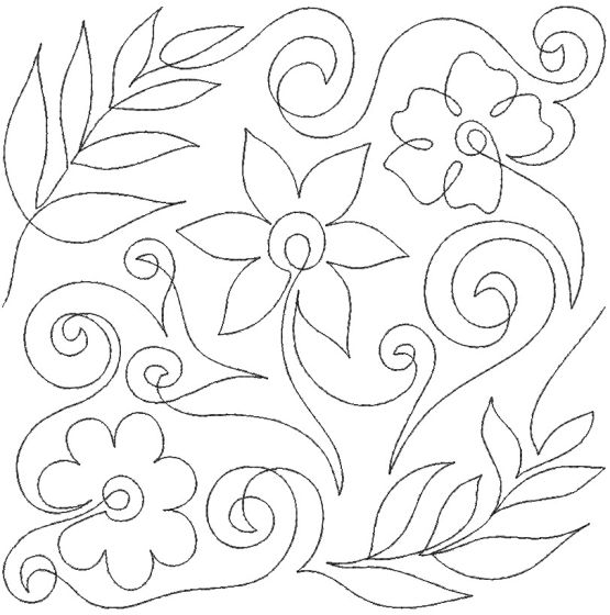 Flowers Ferns Swirls End-to-End Quilting Design | Machine Embroidery ...