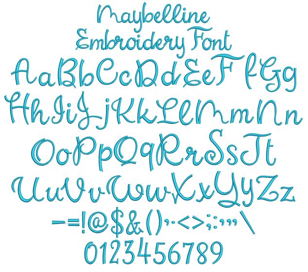 Maybelline Embroidery Font | Machine Embroidery Designs by JuJu