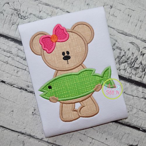 Wishing I Was Fishing Green Fish Embroidery Patches Appliques for