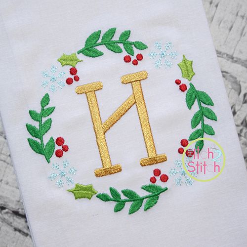 Holly Snowflake Monogram Frame Embroidery | Machine Embroidery Designs ...