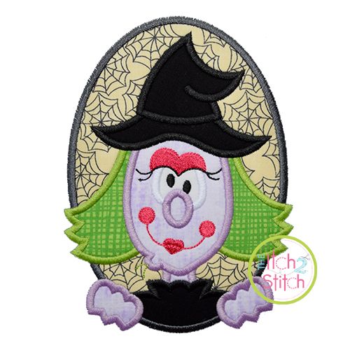 Oval Witch Applique | Machine Embroidery Designs by JuJu