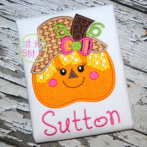 Pumpkin Scarecrow Girl Applique | Machine Embroidery Designs by JuJu