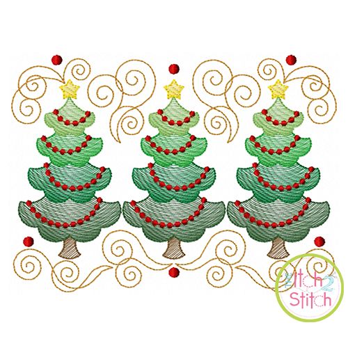 Super Swirly Tree Trio Sketch Embroidery | Machine Embroidery Designs ...