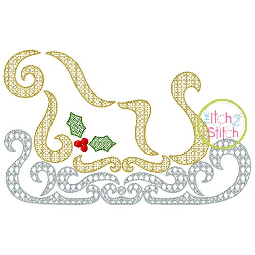 Swirly Sleigh Motif Embroidery | Machine Embroidery Designs by JuJu