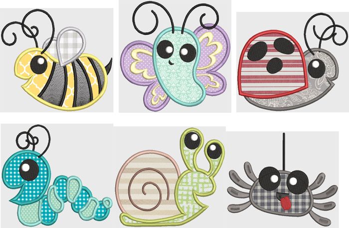 Fun Insects Applique Machine Embroidery Designs By Juju