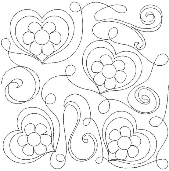 Swirly Flower Hearts End-to-End Quilting | Machine Embroidery Designs ...