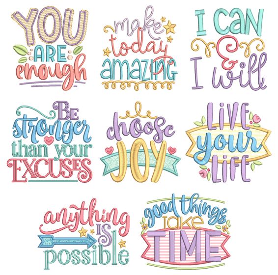 Inspired Sayings Set 5 Machine Embroidery Designs by JuJu