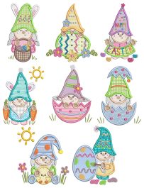 Easter Gnomes Machine Embroidery Designs by JuJu