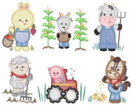 Farming Animals Applique Machine Embroidery Designs by JuJu