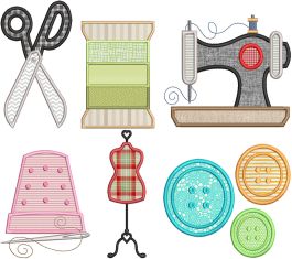 Sewing Room Applique 1 Machine Embroidery Designs by JuJu