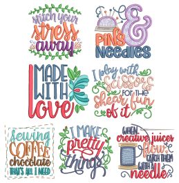 Sewing Sayings Set 4 Machine Embroidery Designs By JuJu