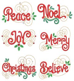 Swirly Christmas Blessings Machine Embroidery Designs by JuJu