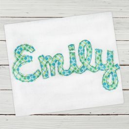 Janay Bean Stitch Applique Script Font | Machine Embroidery Designs by JuJu