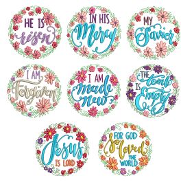 Floral Wreaths Faith Machine Embroidery Designs by JuJu