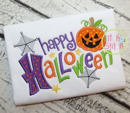 Happy Halloween Jack O Lantern Applique | Machine Embroidery Designs by ...