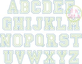 Raggy Double Varsity Applique Font | Machine Embroidery Designs by JuJu