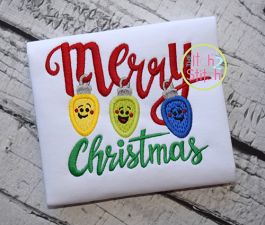 Merry Christmas Lights Applique | Machine Embroidery Designs By JuJu