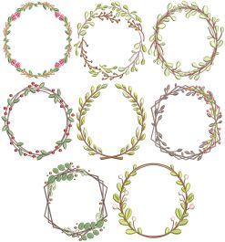 Rustic Laurel Wreaths Machine Embroidery Designs by JuJu