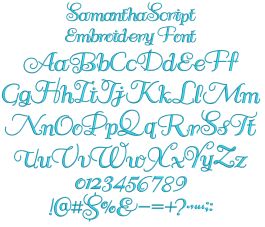 Samantha Script Embroidery Font 