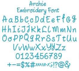 Archie Embroidery Font | Machine Embroidery Designs by JuJu