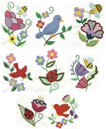 Springtime Jacobean Machine Embroidery Designs | Designs by JuJu