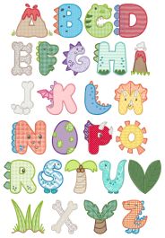 Dino Applique Alphabet | Machine Embroidery Designs by JuJu