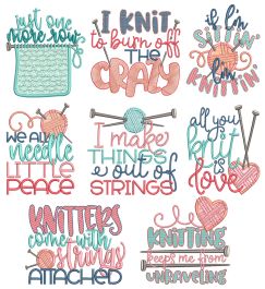 Knitting Word Art Machine Embroidery Designs By JuJu