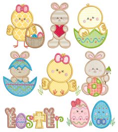 Sweet Easter Fun 2 Applique Machine Embroidery Designs by JuJu