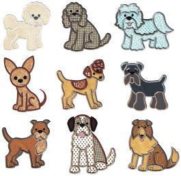 Top Dogs Applique Set 4 Machine Embroidery Designs by JuJu