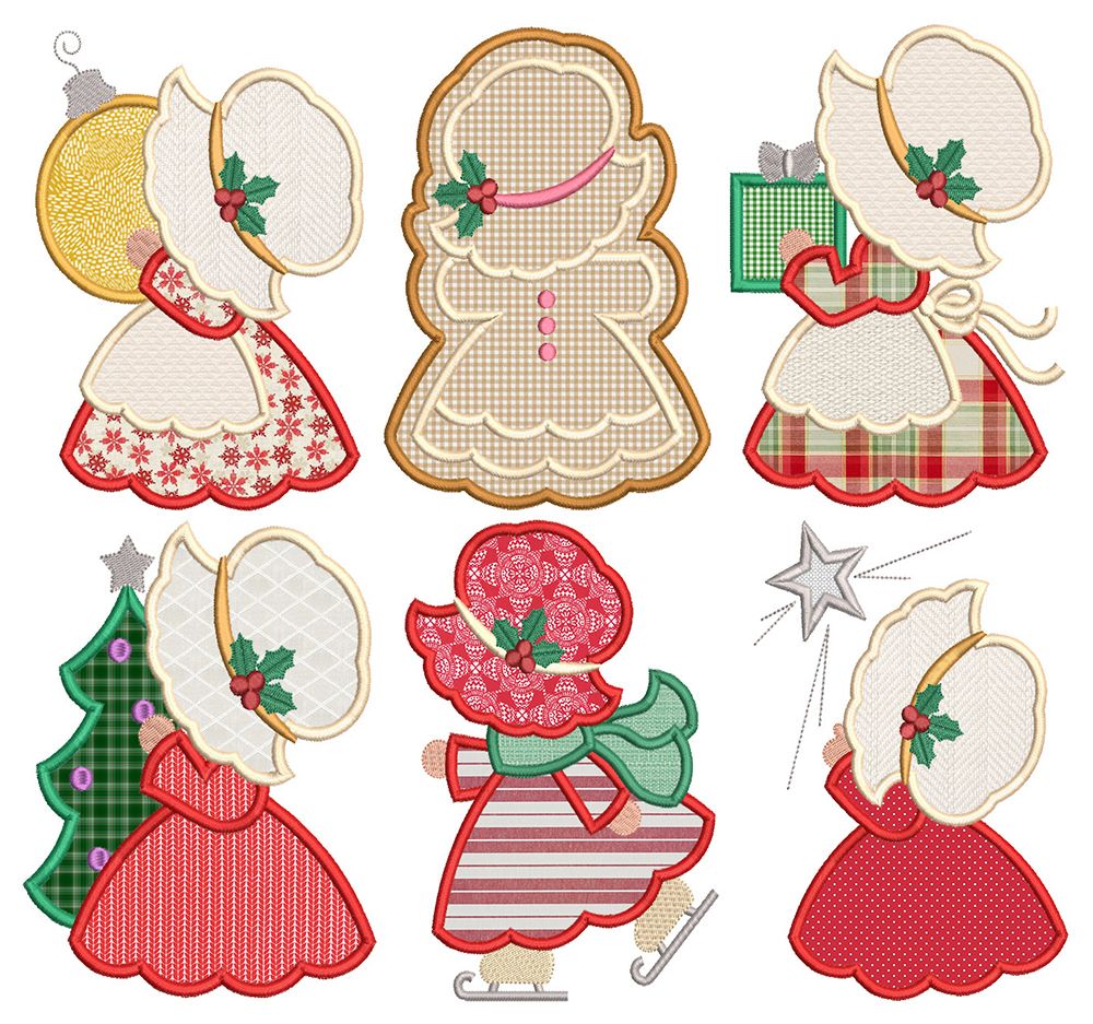 Lace Sunbonnet discount Sue Machine Embroidered Quilt Blocks Set B