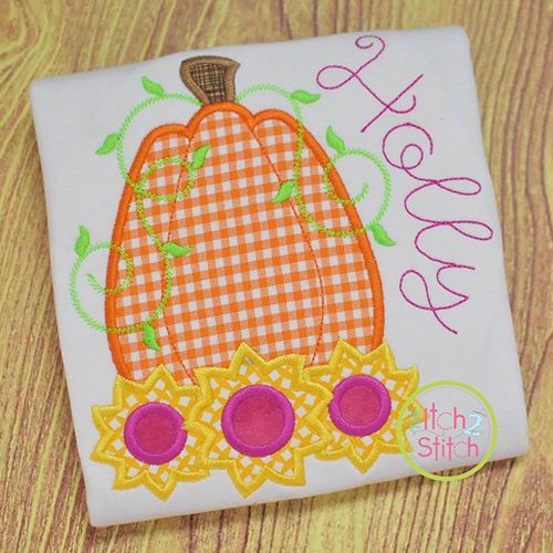 Pumpkin Sunflowers Applique | Machine Embroidery Designs by JuJu