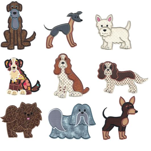 Popular Dog Breeds Top Dogs Applique Set 6 Machine Embroidery Designs ...