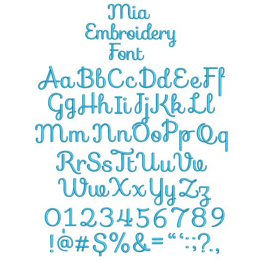 Mia Embroidery Font | Machine Embroidery Designs by JuJu