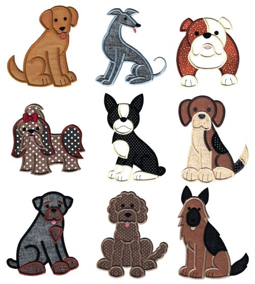 Top Dog Breeds Applique Set 2 Machine Embroidery Designs by JuJu